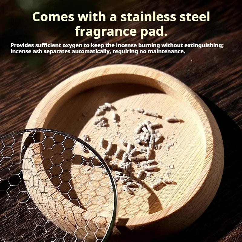 Natural Phoebe Bamboo Incense Holder | Coil Incense Burner with Cloud Design | Minimalist Zen Altar Tool | Zenith Censer