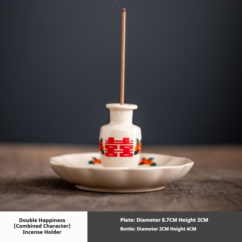 Double Happiness Ceramic Incense Holder Series | ‘Joyful Moments’ Altar Pieces for Home Entryway | Zenith Censer