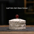 Ash Glaze Lotus Relief Ceramic Incense Burner | Handmade Coil Incense Censer with Safety Liner | Zenith Censer