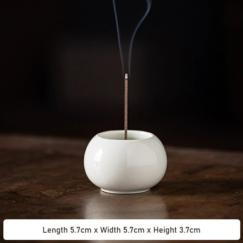 Ash Glaze ‘Hundred Blessings’ Jar Incense Burner | Ceramic Stick Incense Holder & Altar Piece | Multi-Color Sets | Zenith Censer