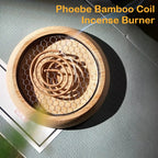 Natural Phoebe Bamboo Incense Holder | Coil Incense Burner with Cloud Design | Minimalist Zen Altar Tool | Zenith Censer