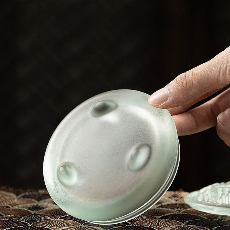 Hand-Blown Glass Xuande-Style Incense Burner | Transparent Censer for Coil/Cone Incense & Rituals | With Premium Sandalwood Options | Zenith Censer