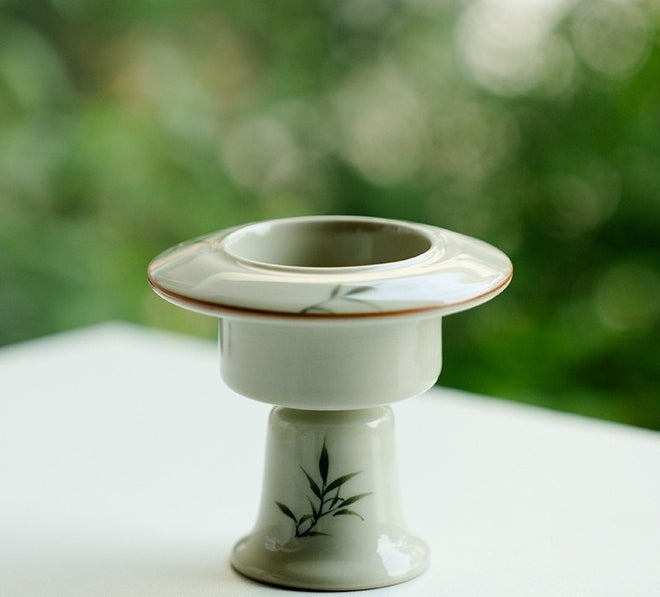 Hand-Painted Ash Glaze Travel Censer Set | Portable Incense Altar with 9-Hole Holder | Classical Chinese Design | Zenith Censer