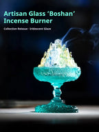 Artisan Glass ‘Boshan’ Incense Burner | Hand-Carved Censer for Powder & Stick Incense | Zenith Censer